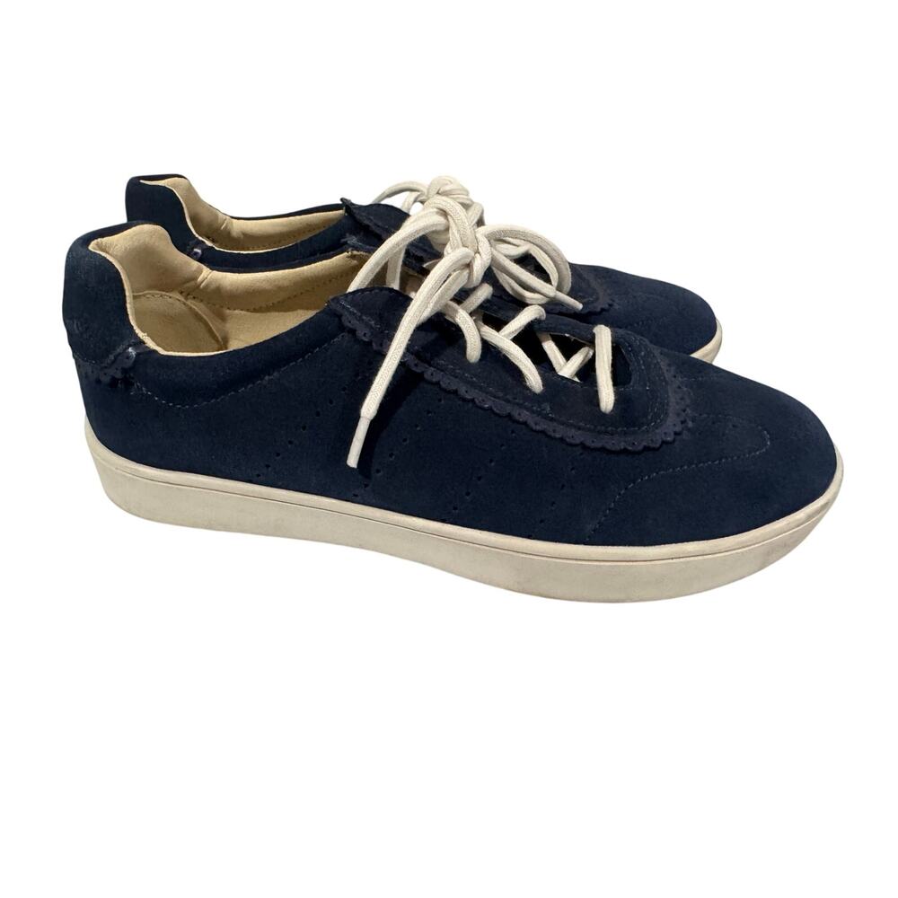 Spenco Camden Blue Suede Shoes Scalloped Trim  Women Sneaker Size 9D